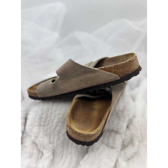 Birkenstock Arizona Suede Leather Sandals Tan Dual Strap Slip-On Footbed Size 39 - Picture 8 of 16